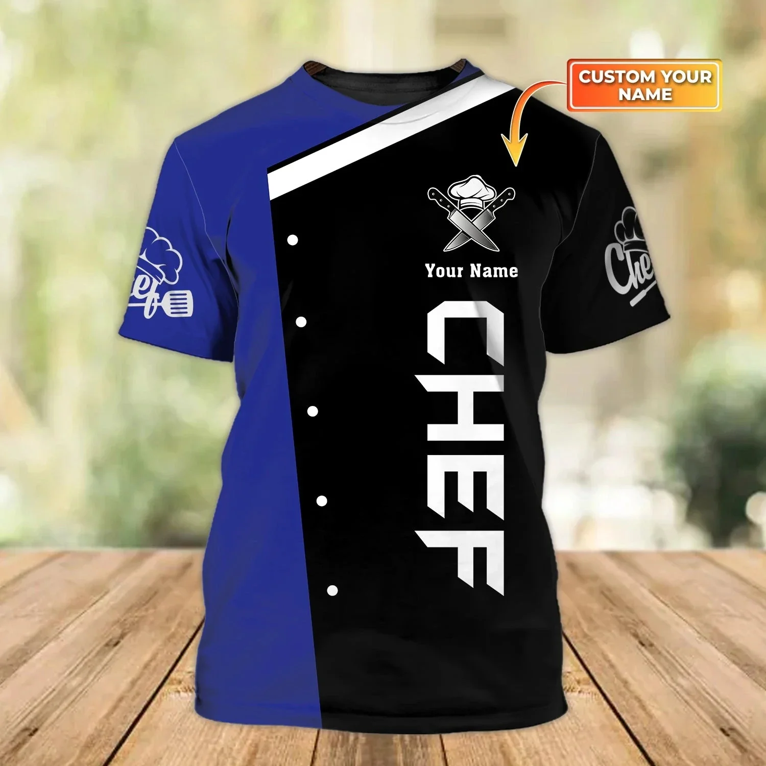 camicia uniforme da chef Maglietta estiva da uomo Nome personalizzato Maglietta unisex stampata in 3D all over Regalo per maglietta casual cool da chef DT53