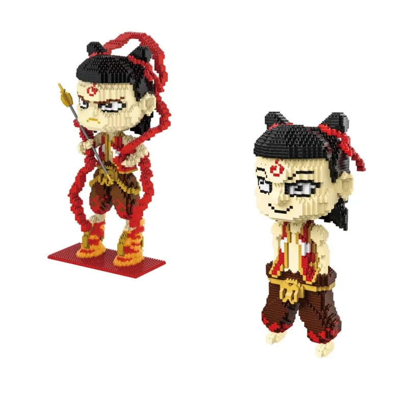 

Chinese Cartoon Model Mini Blocks Building Bricks Nezha Educational Toys for Children Boy Gifts Girls Present New Year No Box