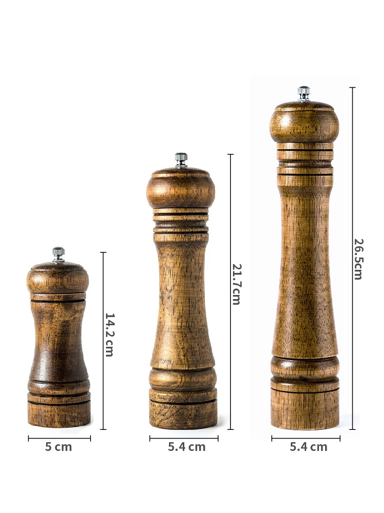 Salt And Pepper Mill, Set Of 2, Refillable Pepper Mill & Salt Mill With Adjustable Coarseness Ceramic Rotor, 16.5 Cm Manual Wood Spice Grinder Shaker...