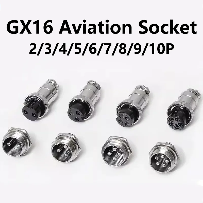 원형 항공 소켓 플러그 와이어 패널 커넥터, GX16-2, 3, 4, 5, 6, 7, 8, 9, 10 핀, 암수 직경 16mm, GX16, 5, 20 개