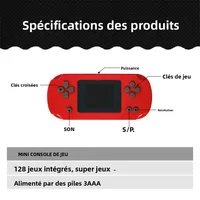 GAMINJA GC31 Mini console de jeu vidéo portable rétro, écran couleur TFT, lecteur de jeu 8 bits, 128 jeux intégrés 6