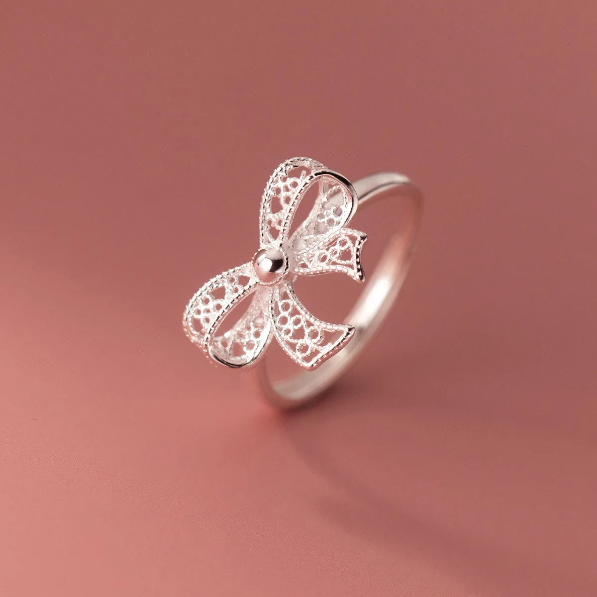 925 Sterling Silver Bow Adjustable Rings For Women Luxury Quality Jewelry Gift Female Wholesale Accessories Jewellery 3