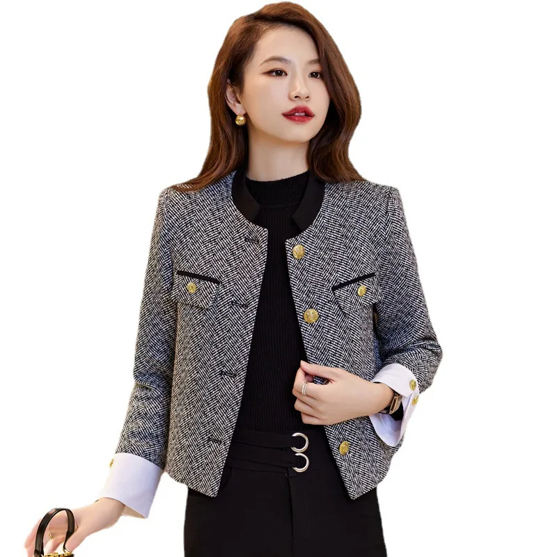 

Elegant Short Blazer Women 2023 Korean New Coats Fashion Women Long Sleeve Single Breasted Jacket Casual Streetwear Overcoats