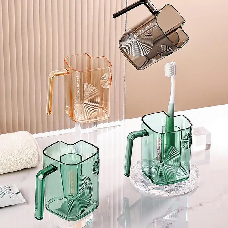 

Creative Toothbrush Tumbler Reusable Mouth Washing Cups With Draining Hole Transparent Toothbrush Storage Cup For Family Kids