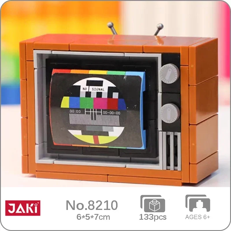 

JAKI 8210 Ретро Античная цветная телевизионная антенна, ТВ-набор, машина, 3D модель, «сделай сам», мини-кубики, конструктор для детей, без коробки