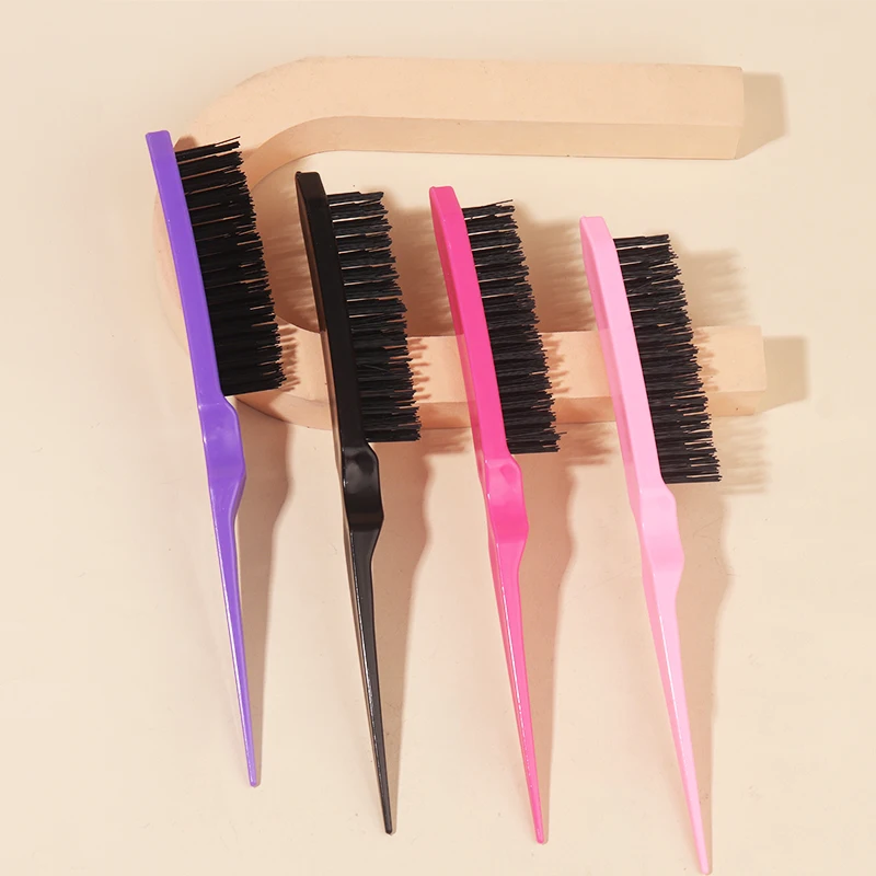 1pcs Hair Teasing Brush, Salon Back Combing Brush Rat Tail Teasing Hair Brush Nylon for Back Combing Styling Tool 4