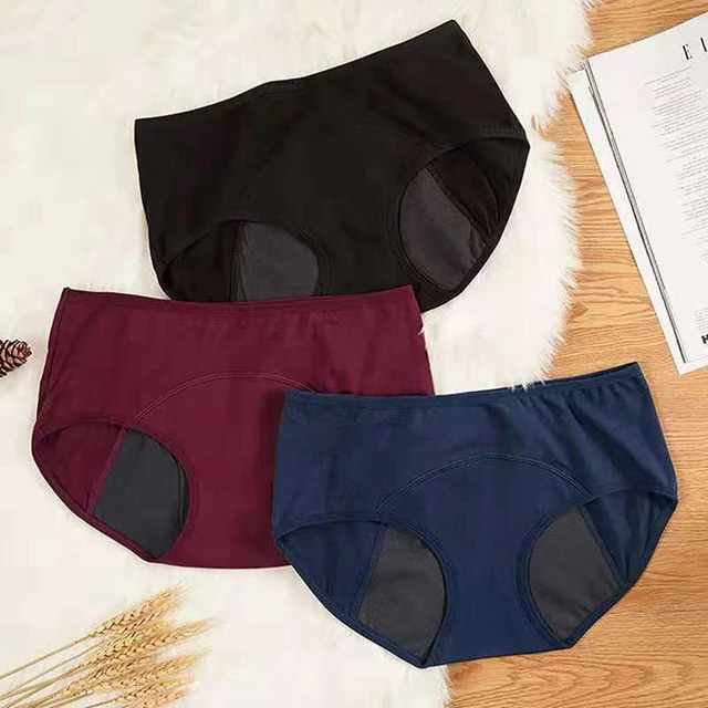 Menstrual Period Underwear for Women Mid Waist Cotton Postpartum Ladies  Panties Girls Briefs Solid Underpants Stretch Briefs - AliExpress