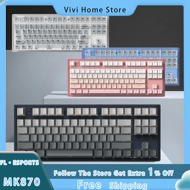 FL · Esports Mk870 측면 각인 기계식 키보드, 유선 핫 스왑 가능, Rgb 87 키, 게임 사무실 맞춤형 키보드, PC Mac