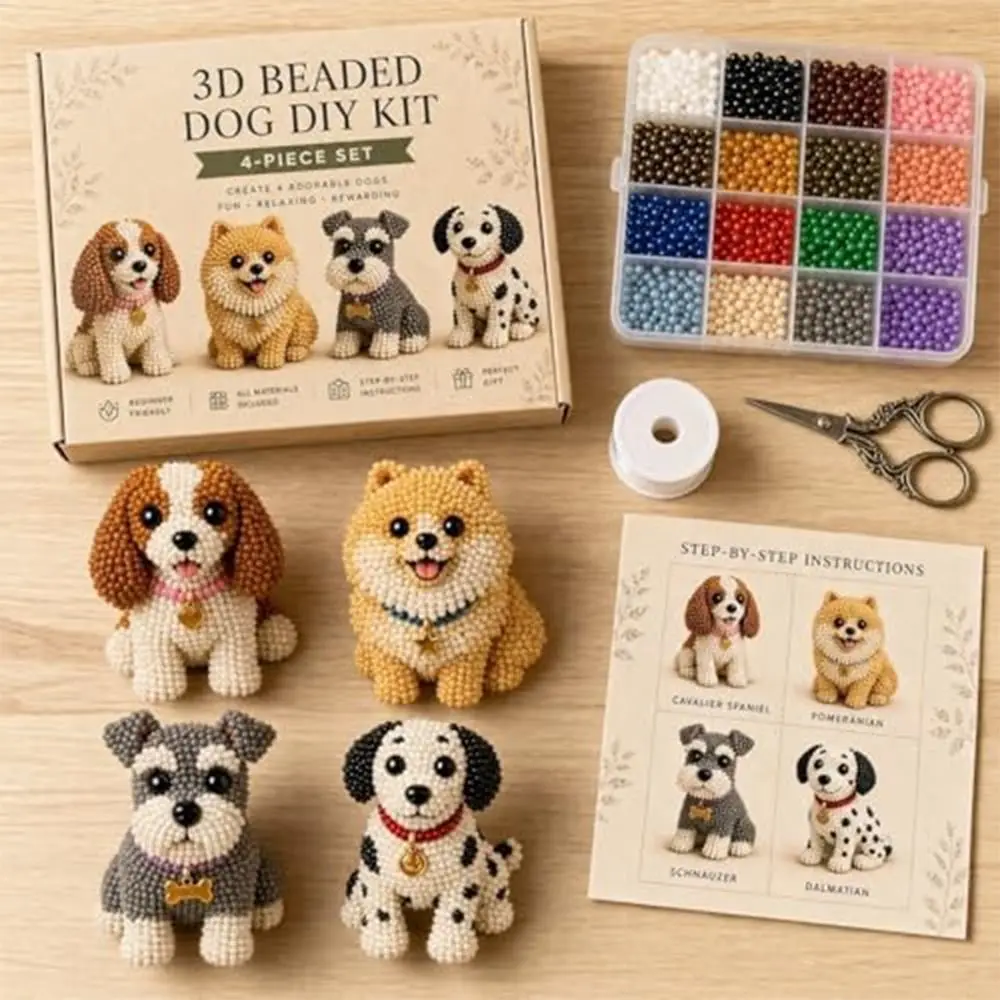 Kit Fai-da-Te per Ricamo con Perline a Forma di Animali, Set Artistico Educativo Colorato 3D per Creare Portachiavi con Animali - immagine 3