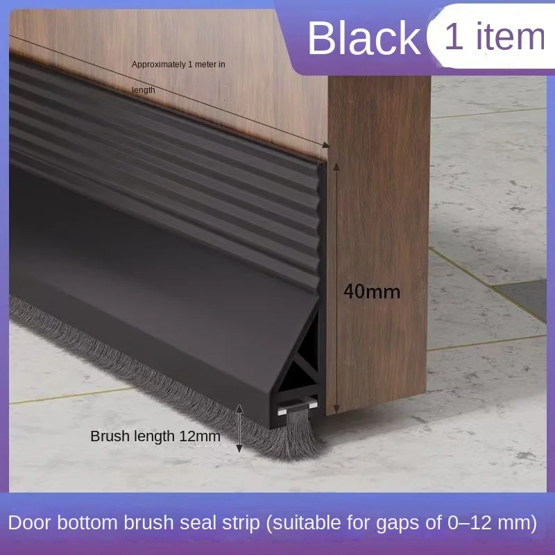 Silicone Door Seal Strip with Brush Design - Self-Adhesive Dust Blocker and Gap Filler (1 Meter)