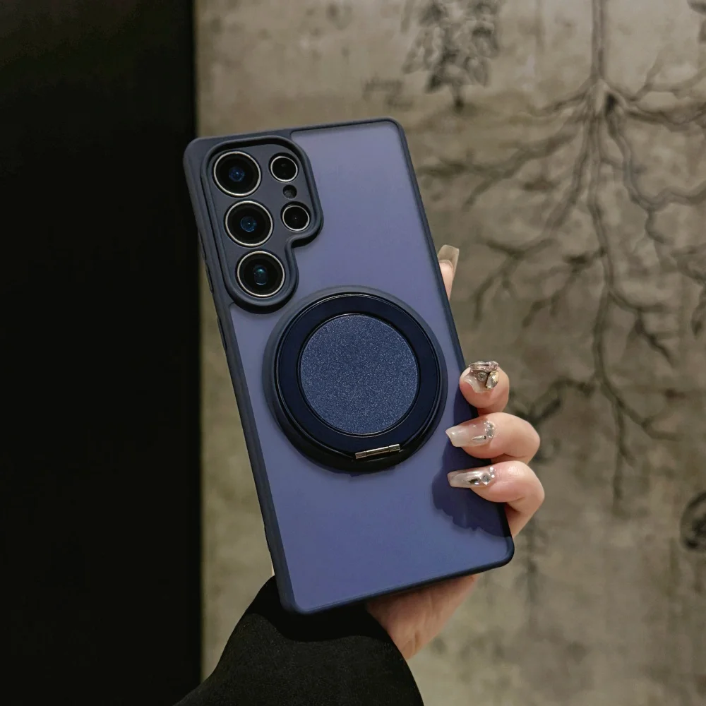 Magnetic Ring Holder Matte Case with Magsafe Stand Cover