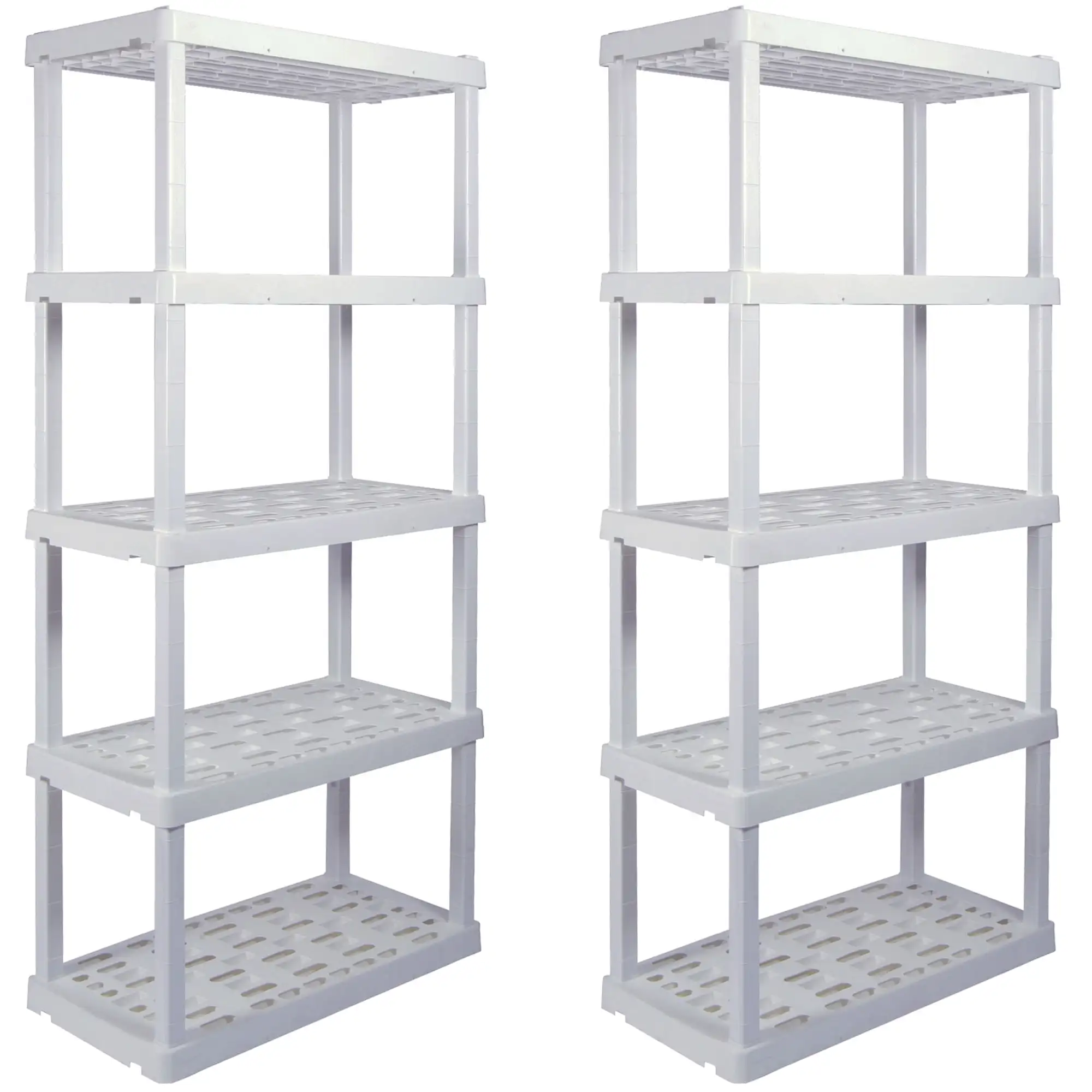 

Hyper Tough 5 Shelf Plastic Garage Shelves, 2 pack Storage Shelving, White, 750 lbs. Capacity