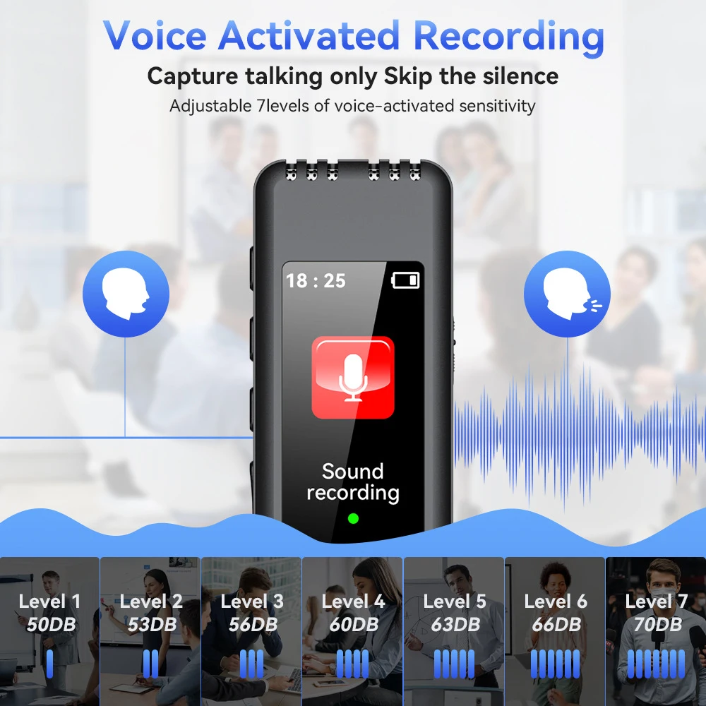 Digital Voice Recorder Pen Max Support 128G TF Card Portable MP3 Player Audio Recorder 512Kbps Recording Work Interviews
