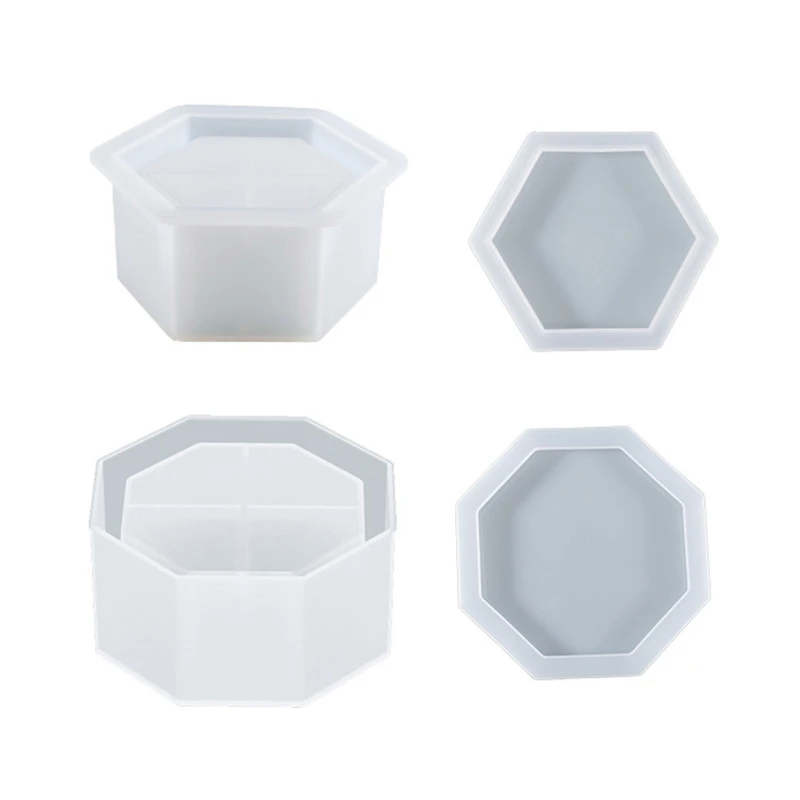 

Box Resin Molds Jewelry Box Mold Silicone Mold Hexagon Storage Box Mold for Making Jewelry Holder with Lid 97QE