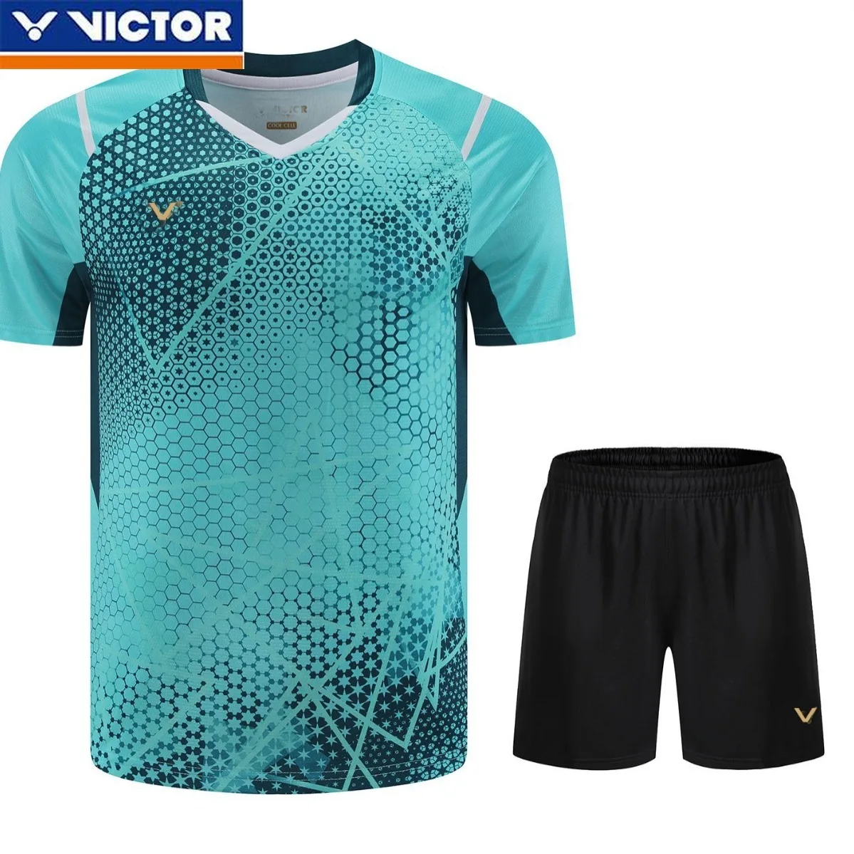 Badminton Jerseys Quick-drying Tops Breathable Short Sleeves Victor Men Women Children Students