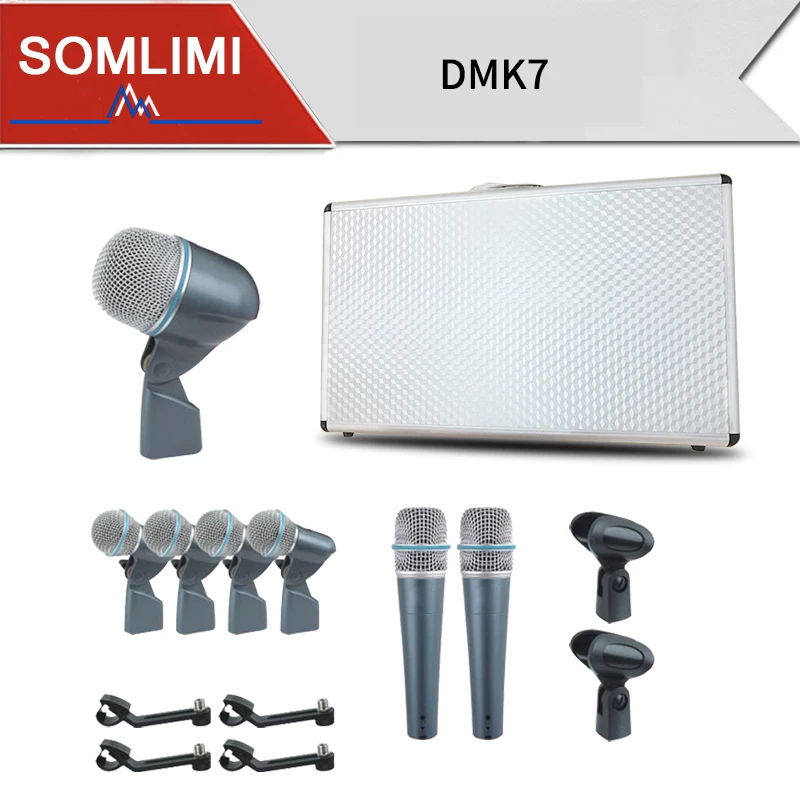 Som Drum Kit Microfono Beta Dmk7 Drum Mic Kit Strumento 2Xbeta 57A 1X Beta 52A 4Xbeta 56A Microfono Strumental Mic