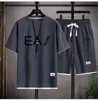 Summer Men's two-piece Linen Fabric Casual T-shirt and Men's Tracksuit Fashion short-sleeved tracksuit 6