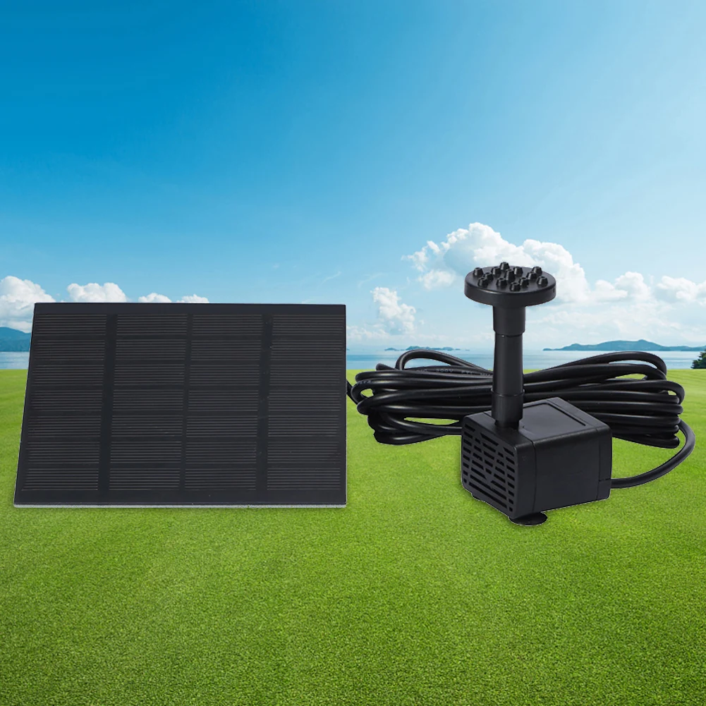 Solar Water Pond Pump Easy Installation with 6 Nozzles Water Pump Powered Panel Kit Decorative Props Portable for Outdoor Garden