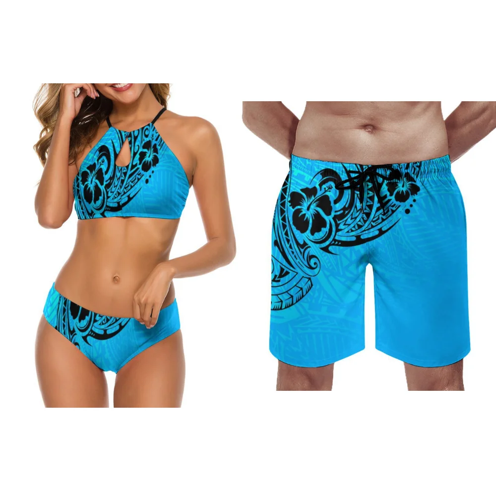 

Новинка 2024, бикини на заказ, полинезийское летнее бикини с цветочным принтом и высокой талией для детской модели