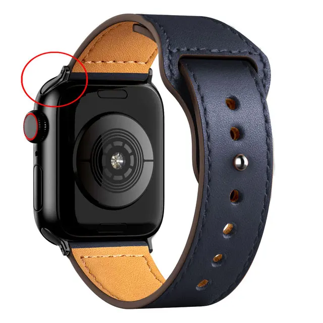 Leather strap For Apple watch band 44mm 40mm 42mm 38mm correa 44 mm wrist watchband Accessories bracelet iWatch serie 3 4 5 6 se 10 dark blue