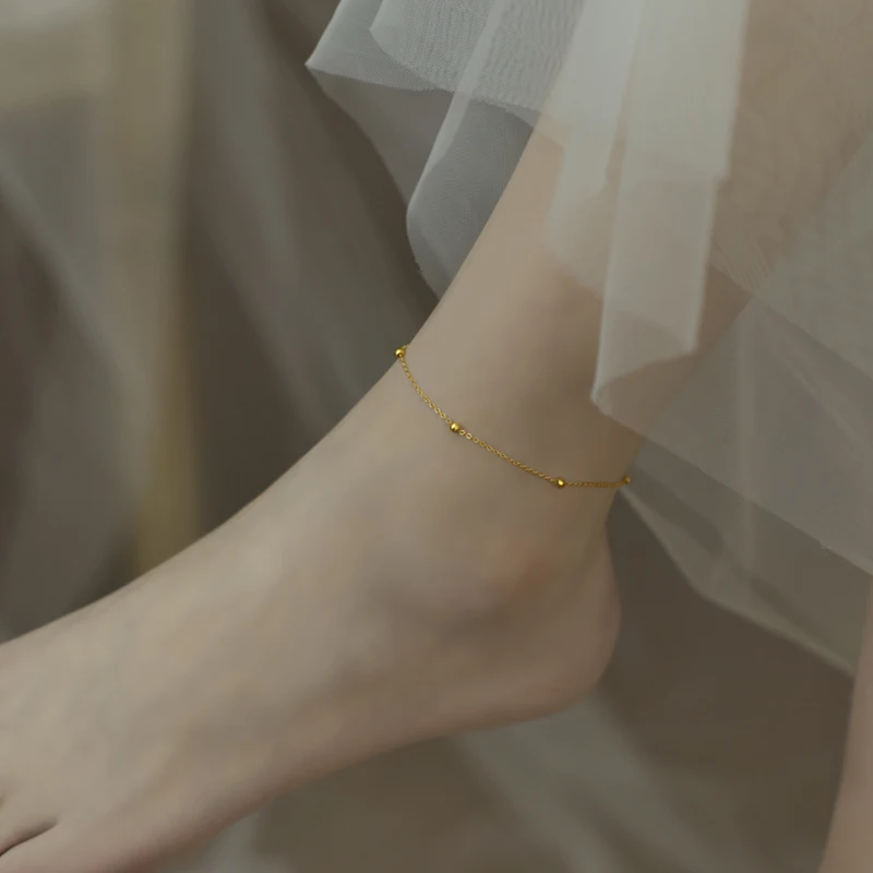 NYMPH Anklet Garnet Gold Filled Chain Original Handmade Fine Jewelry Ladies Gift