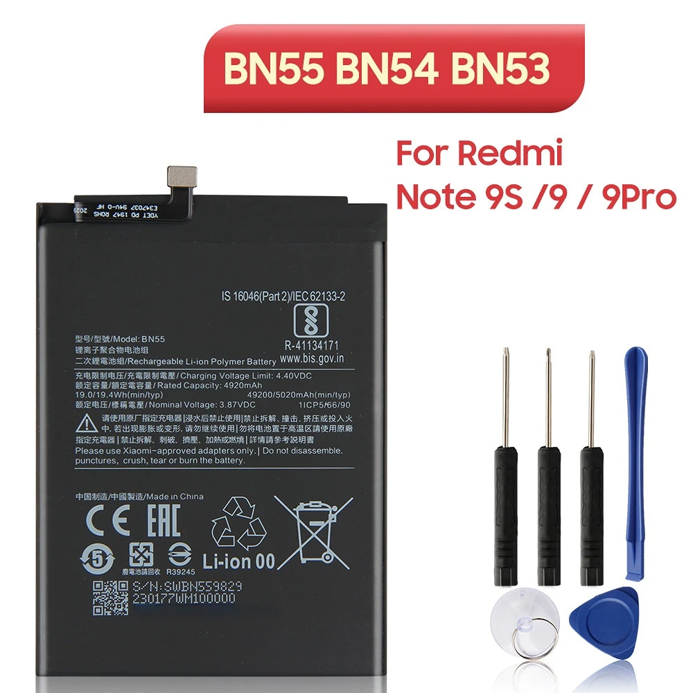 

BN55 BN54 BN53 Phone Battery For XIAOMI Redmi Note 9S Redmi Note 9 Redmi Note 9 Pro Phone Batteries