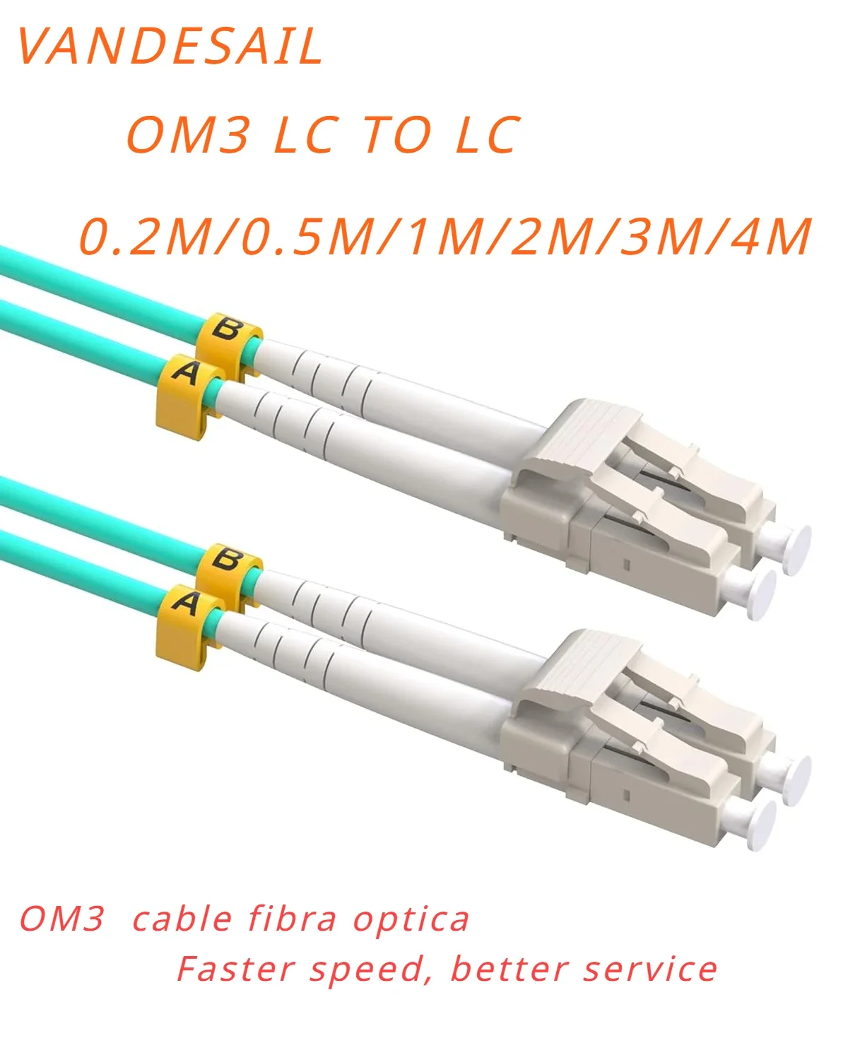 

VANDESAIL LC-LC OM3 cable fibra optica , OM3 Patch Cable Duplex Multimode 10G Fiber Patch Jumper Cord MM 0.2-4m(0.65-12.8FT)