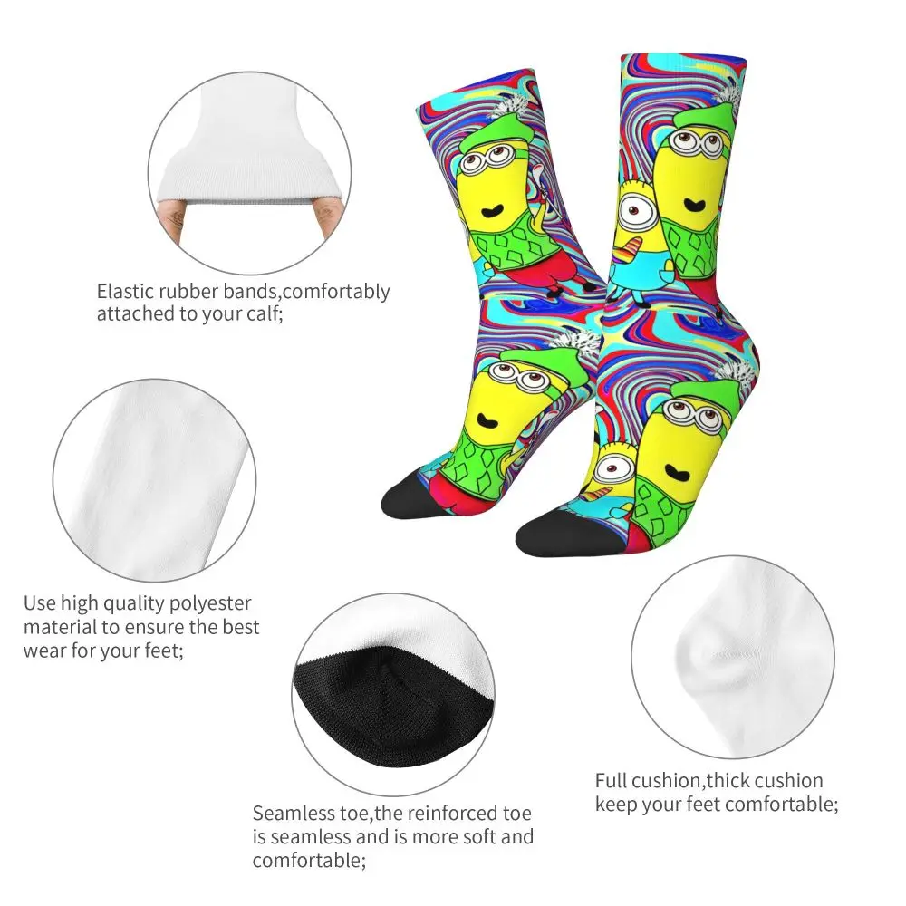 Custom Cool Print M- Minions Cartoon Socks for Women Men Stretchy Summer Autumn Winter M- Minions Bananas Crew Socks 126 S2b90144a643643b3ad6bce912443f82es