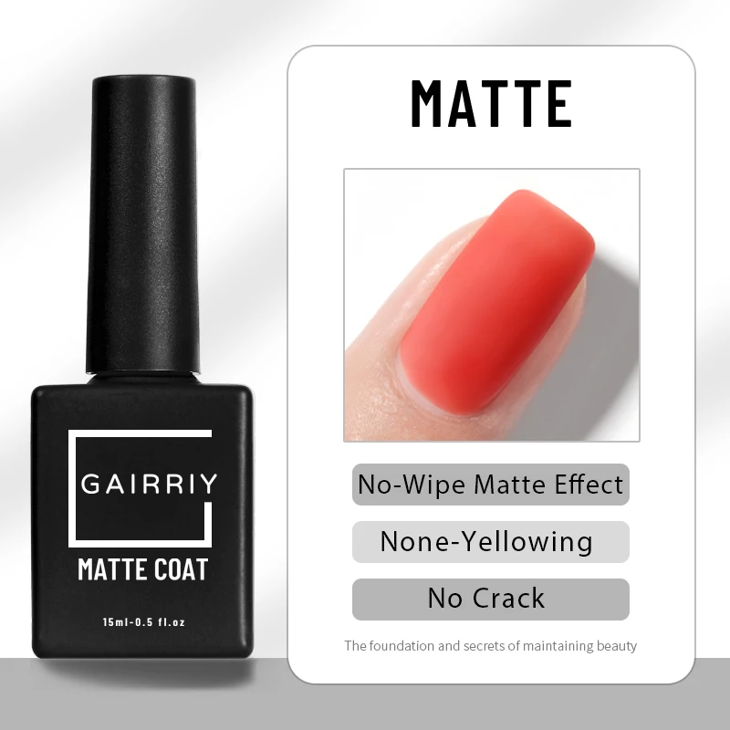 Gairriy Gel Nails 15ml Base Coat Top Coat Matte Coat Primer Function Nail Polish Semi-Permanent Soak Off UV LED Nails Art Salon 6
