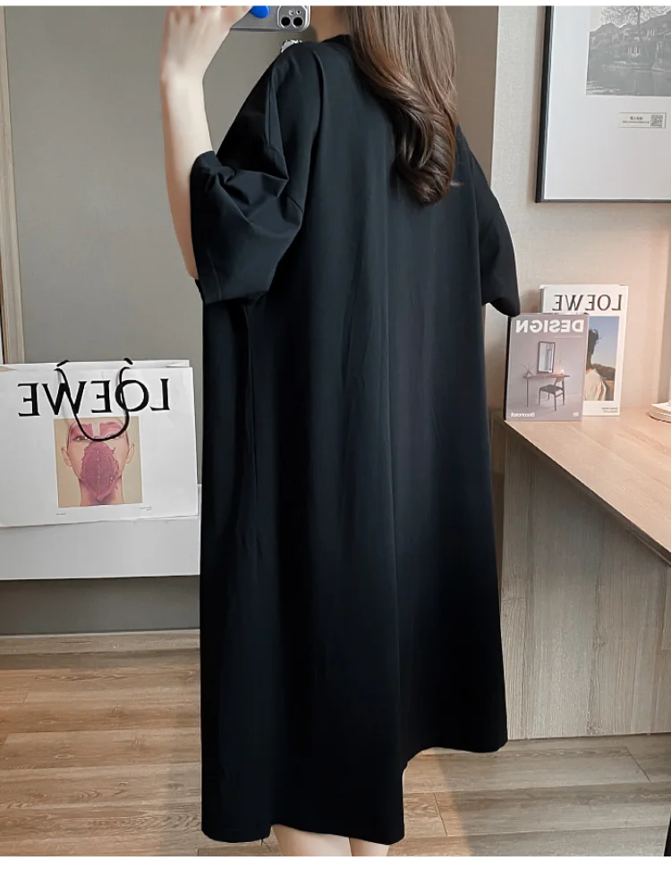 Oversized Weight 150kg Loose Thin Homewear Women Plus Size Midi Nightdress Summer Japan Girl Pajamas Short Sleeve Nighties 3XL