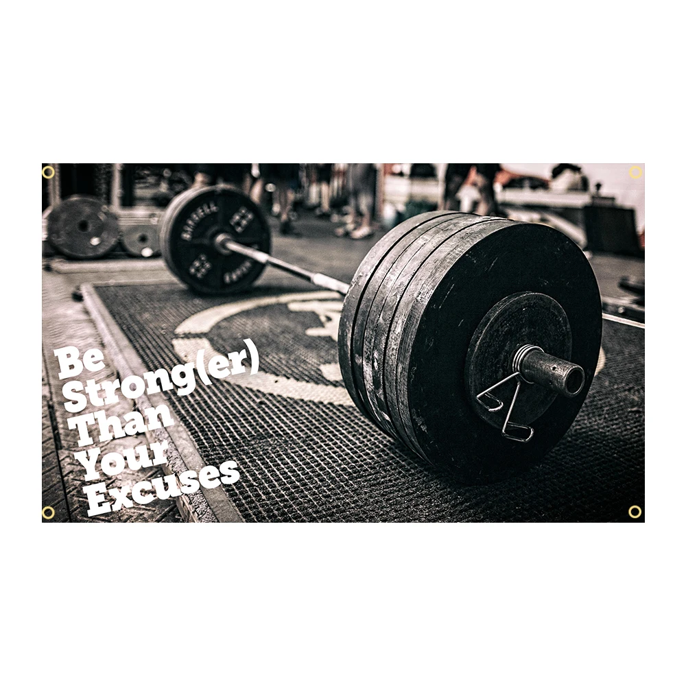 

90x150cm 3X5FT Be Strong(er) Than Your Excuses Gym Workout Body Decoration Banner Flags