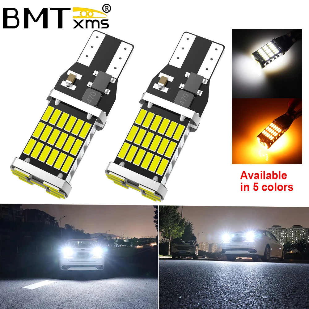 

BMTxms 2Pcs T15 LED Light W16W LED CANBUS Error Free 921 912 Bulb No Error Car Backup Reverse Lights Auto Lamp 12V 6000K White