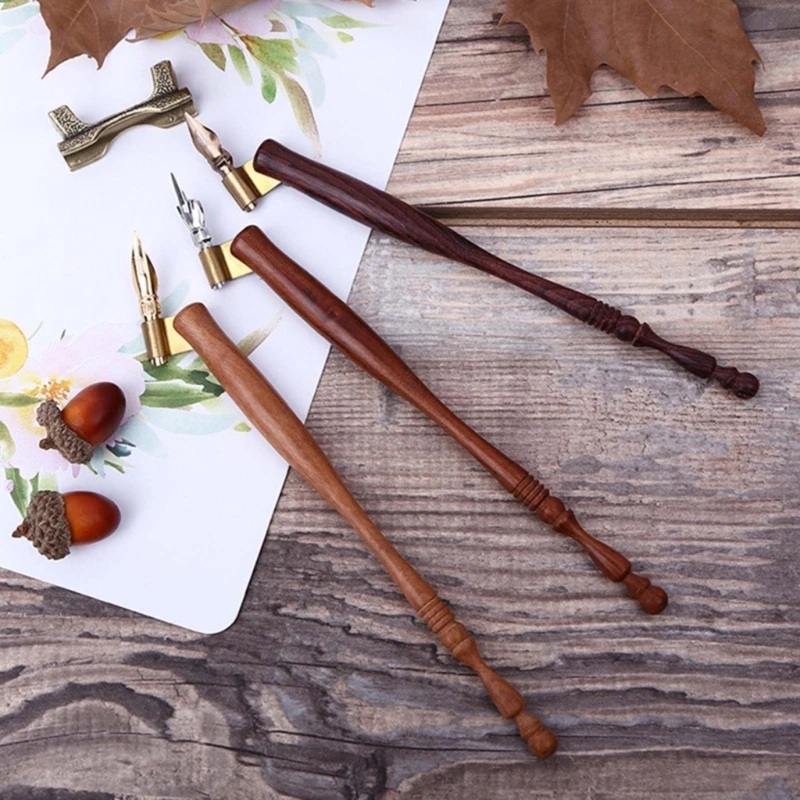 

5 шт., деревянный держатель для каллиграфии, с круглой головкой