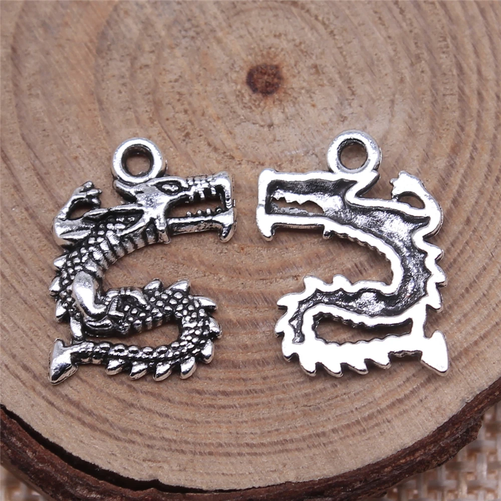 WYSIWYG-17x13mm 골동품 골드 컬러 골동품 실버 컬러 드래곤 매력 보석 만들기 DIY 쥬얼리 결과, 20 개