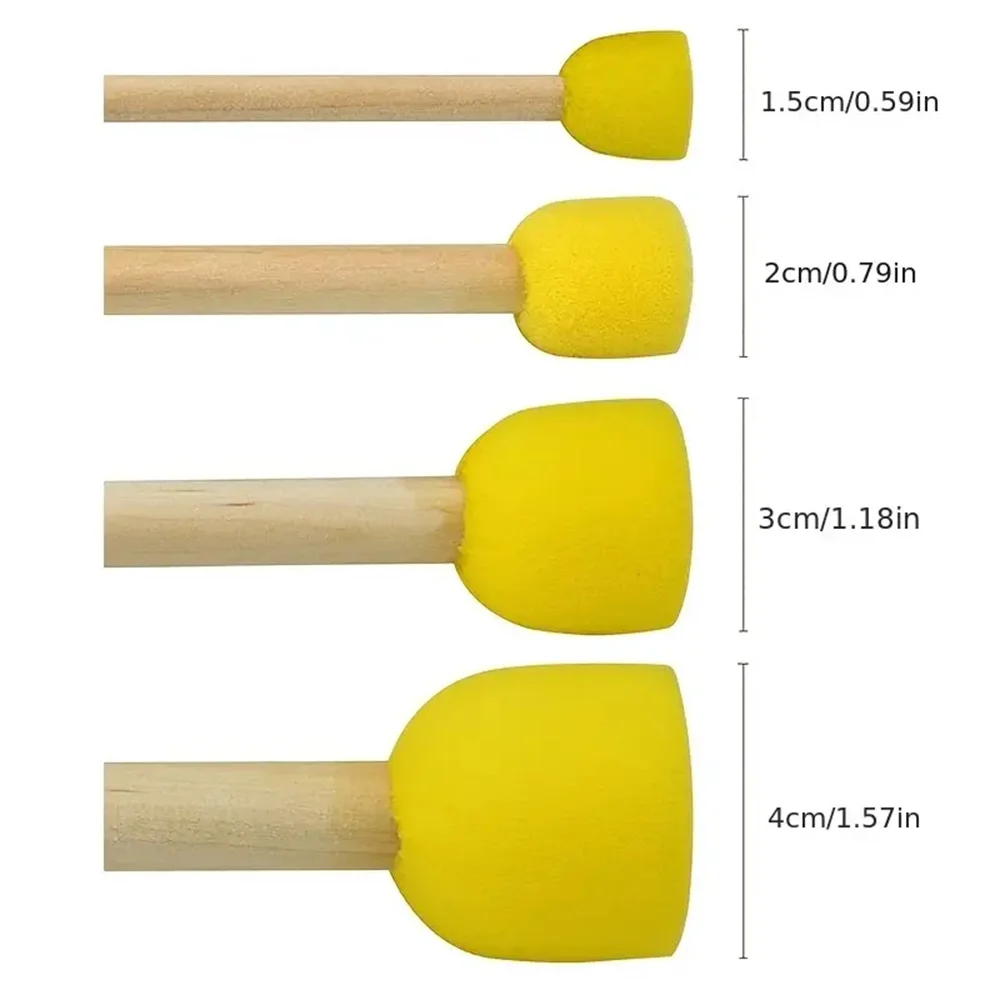 4PCS 스폰지 브러쉬 세트, 어린이를위한 라운드 노란색 버섯 펜 그림 도구 낙서 선물 공예 브러쉬 어린이 그림 도구
