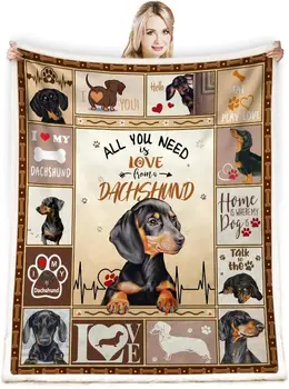 1pc Print Dachshund Weiner Dog Blanket Gifts for Dog Lovers Family Blankets Throw Home Sofa Lunch Break Student Nap Gifts 1