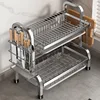 Dish Drying Rack Compact Kitchen Dish Rack Drainboard Set Large Rust-Proof Dish Drainer with Utensil Holder 1