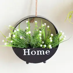 Hanging Flower Pot Round Iron Art with Rope Heavy Duty Garden Indoor Decoration Wall Planter Succulent Holder Home Supplies