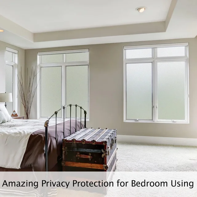Frosted Window Privacy Film Heat Control UV Blocking, Static Cling Non-Adhesive Reusable Door coverings for Bathroom Home Office 4