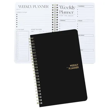 Agenda settimanale senza data da 53 fogli Notebook con copertina rigida in PVC Lista delle cose da fare settimanale Pianificatore accademico Orari giornalieri Priorità
