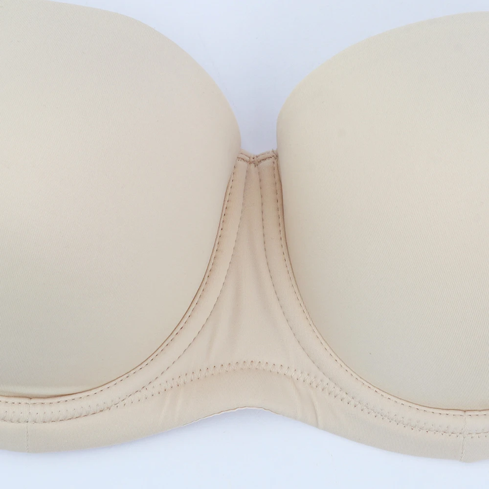 Sheroine Plus Size Strapless Push Up Bra, Underwire Multiway Full Coverage Lightly Padded Bras for Large Breasts Support Comfort