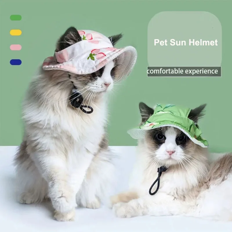 Cute Cotton Cat Costume Hats With Ear Holes Tie-Dyed Style Pet Cap