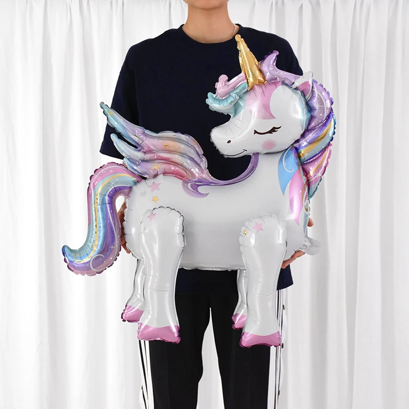 Large Standing Unicorn Foil Birthday Balloons For Kids Girls Unicorn Birthday Party Decoration