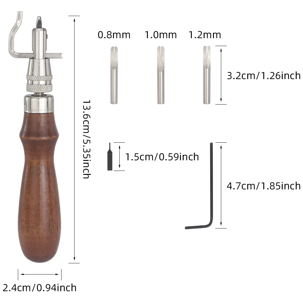 7 in 1 Pro Stitching Groover Set Portable Adjustable Pro Leather Tools Crease Edge Beveler and Stitching Groover Kits