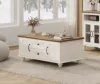 White Coffee Table with Storage Cabinet Rectangle Center Table with Drawer Tea Table for Living Room  Made of High Quality Wood 1