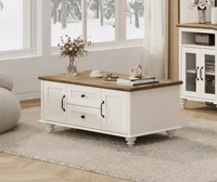 White Coffee Table with Storage Cabinet Rectangle Center Table with Drawer Tea Table for Living Room  Made of High Quality Wood 1