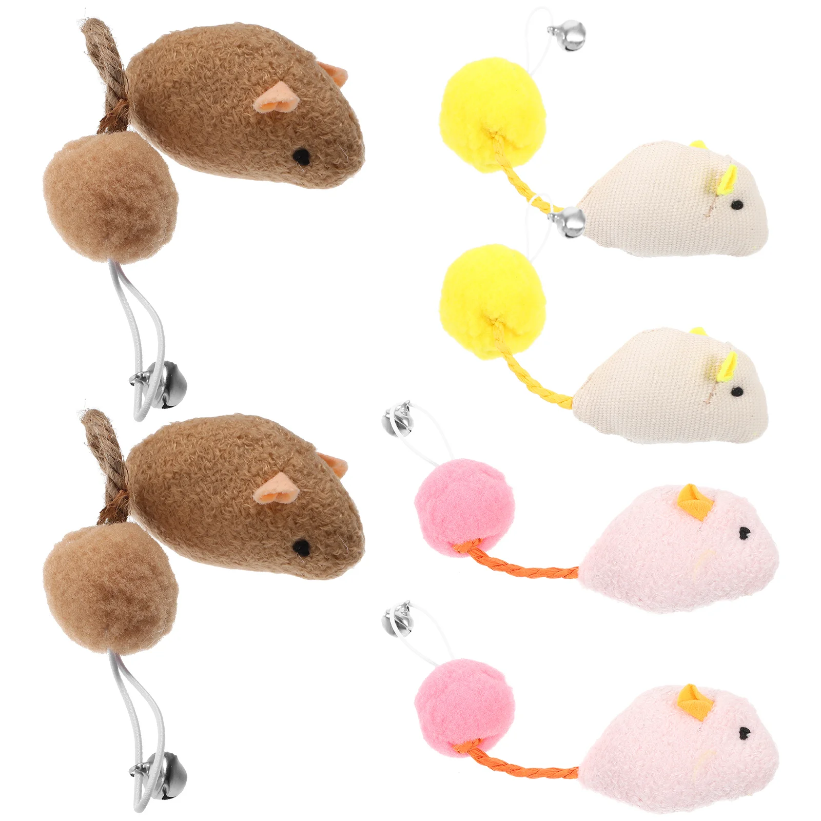 

6pcs Cat Teasing Toy Cat Mice Toy with Bell Cat Teaser Replacement Heads