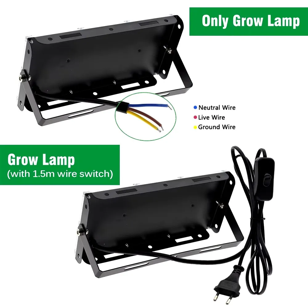 LED Grow Light Grow Light Full Spectrum LED Grow Light AC220V 50W 100W 300W Phyto Lamp With On/Off Switch For Greenhouse Hydroponic Plant Growth Lighting