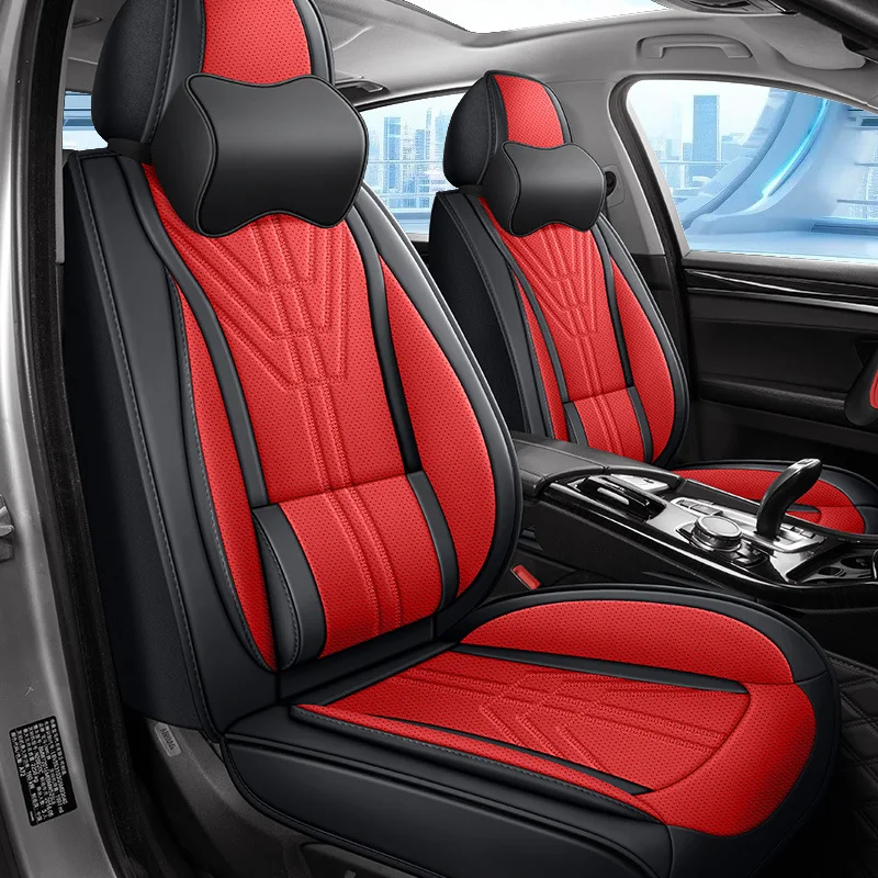 Fundas De Asiento Para Toyota Hilux 2023-2025 - 2 Plazas Delanteras En Piel Sintética, Color Rojo