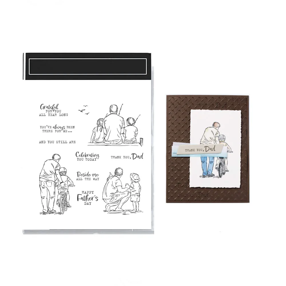 

New Father And Me Family Clear Stamp And Metal Cutting Dies For Scrapbooking Die DIY Card Embossing Die Gift Paper Cutter Craft